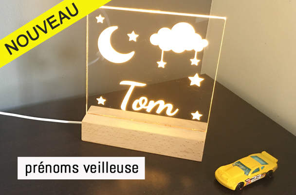 Prénoms veilleuse pour chambre enfant
